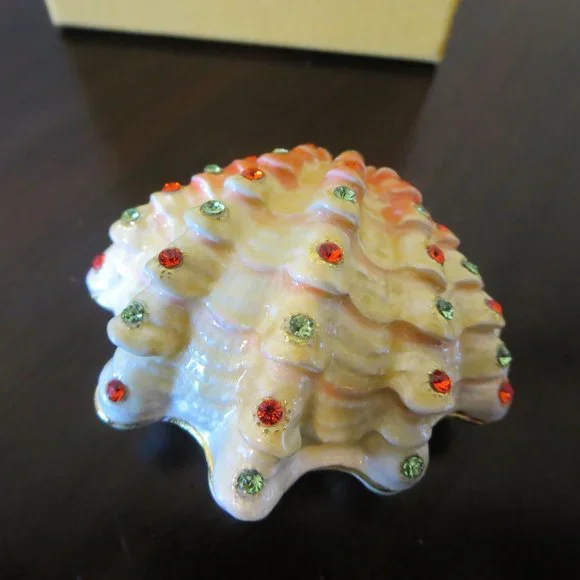 New Rucinni Jeweled Trinket Box Sea Clam Shell With Swarovski Crystals